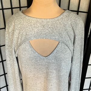 Almost Famous Gray Lightweight Sweater Tank Dress w/ Pullover Crop Top L/XL